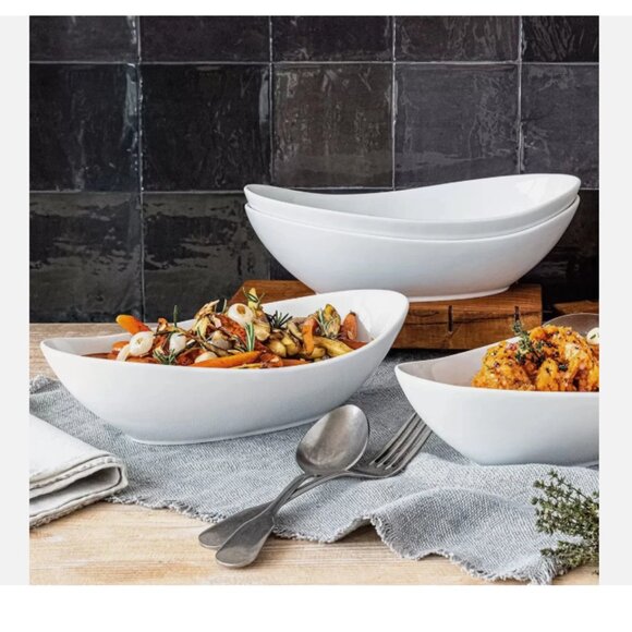 NEW! Over & Back Stoneware Serving Bowls in White 4 Piece - Picture 7 of 7